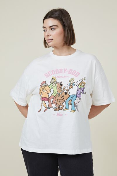 Curve Oversized License Graphic Tee, LCN WB SCOOBY DOO MYSTERY INC/VINTAGE WHITE