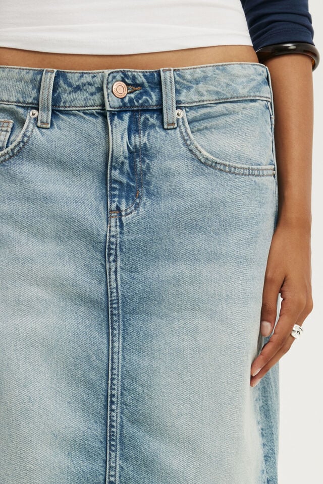 Midi Denim Skirt, PALMSIDE BLUE
