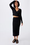 Essential Midi Skirt, BLACK
