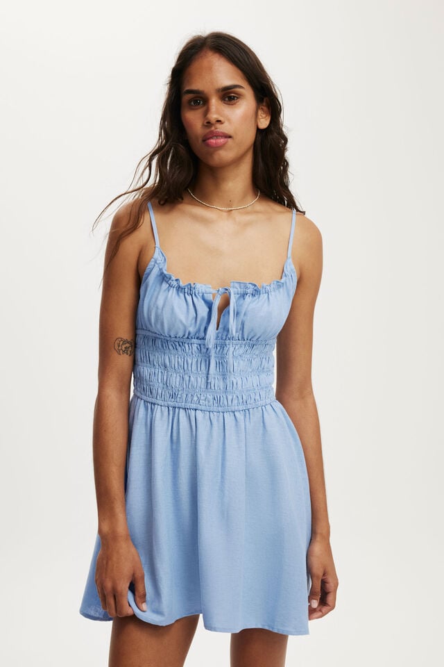 Haven Strappy Mini Dress, ROMEO BLUE