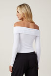Camiseta - Staple Rib Off Shoulder Long Sleeve Top, WHITE - vista alternativa 3