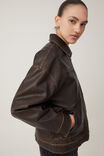 Leo Faux Leather Jacket, WASHED BROWN - alternate image 4