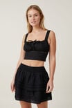 Rylee Tiered Lace Mini Skirt, BLACK - alternate image 1