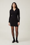 1/4 Zip Cable Knit Mini Dress, BLACK - alternate image 2