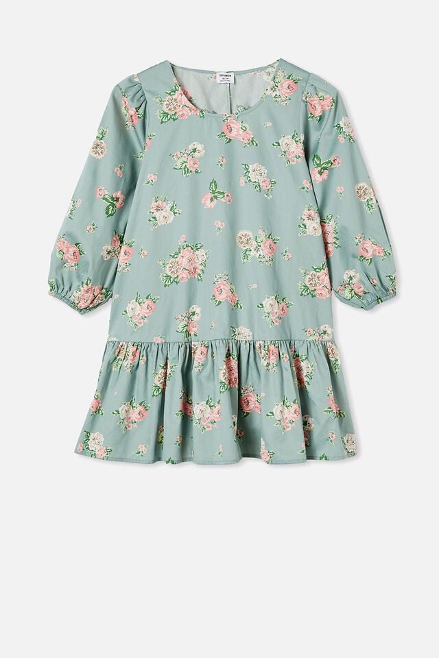 Woven Joselyn Long Sleeve Smock Mini Dress - Petit, KIRSTY ROSE LUSH GREEN
