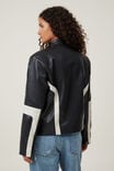 Faux Leather Oversized Moto Jacket, BLACK - alternate image 3