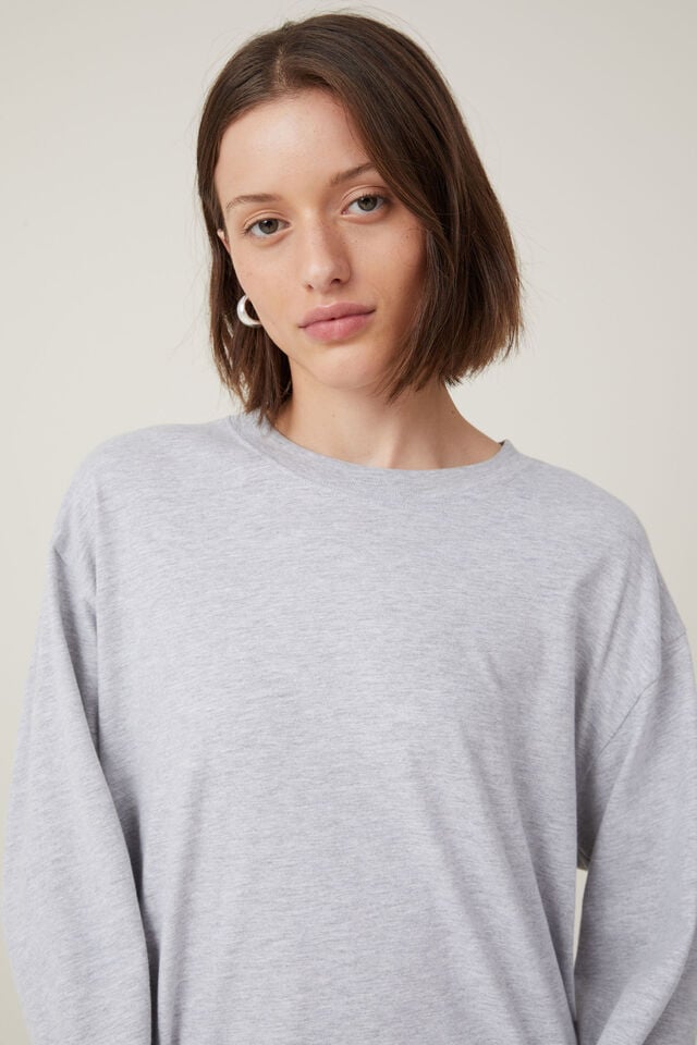 Camiseta - The Boxy Oversized Long Sleeve Top, GREY MARLE