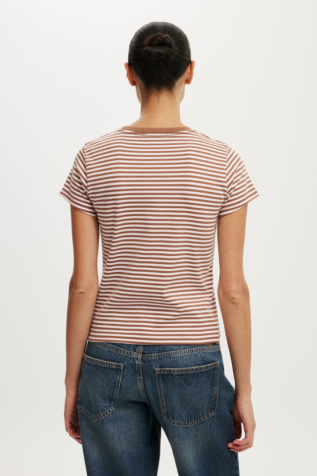 90S Baby Tee, MADI STRIPE WALNUT/BABYDOLL