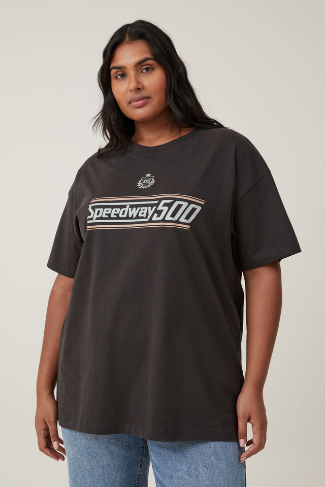 The Oversized Graphic Tee, SPEEDWAY 500/ WASHED BLACK