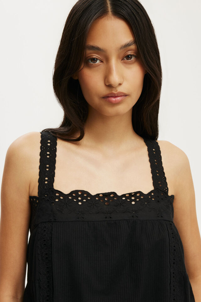 Tyler Babydoll Cami, BLACK