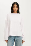 Boxy Long Sleeve Top, MADI STRIPE BABYDOLL/WHITE - example image 1