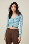 Tayla Button Up Long Sleeve Top, MILLIE STRIPE BRIGHTEST BLUE - alternate image 1
