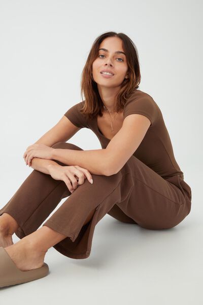 Classic Straight Trackpant, BROWN