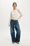 Sofia Lace Long Sleeve Top, SAND WHITE LACE - example image 2
