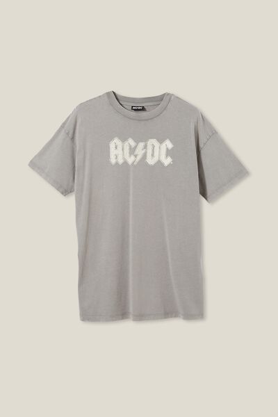 Boyfriend Fit Acdc Tee, LCN PER ACDC FLY ON THE WALL/THUNDER GREY