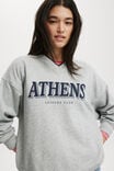 Classic Fleece Graphic V Neck Sweatshirt, ATHENS/LIGHT GREY MARLE - alternate image 4