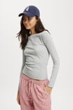 Polly Wide Neck Long Sleeve Top, GREY MARLE - alternate image 1