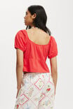 Mila Tie Front Short Sleeve Top, SUMMER RED - alternate image 3