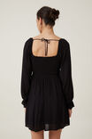 Mai Shirred Mini Dress, BLACK - alternate image 3