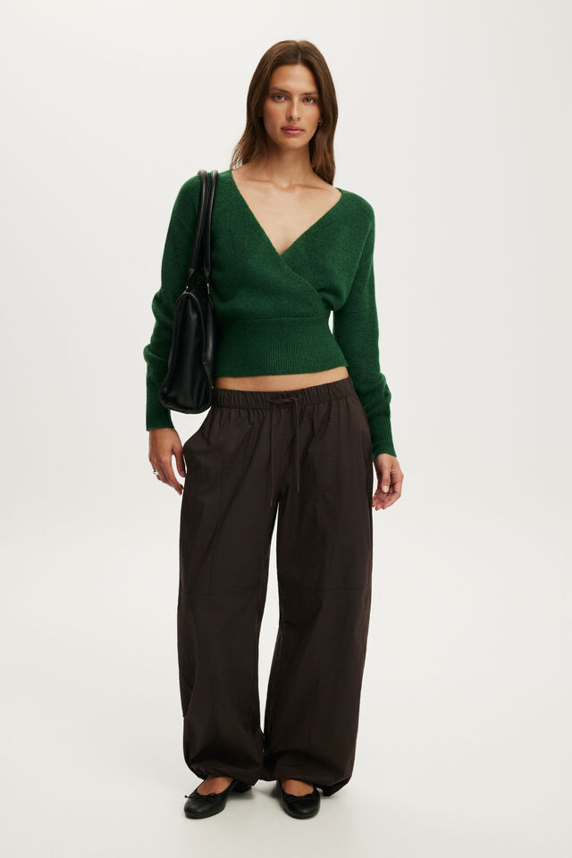 Softest Luxe Mock Wrap Knit, HERITAGE GREEN