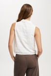 Logan Broderie Sleeveless Shirt, WHITE/BLACK - alternate image 3