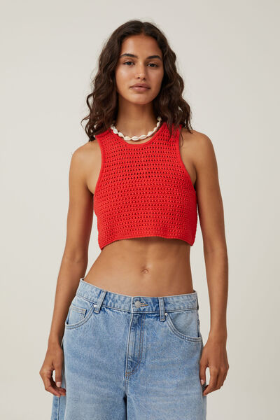 Tricôs - Summer Knit Crochet Tank, SUMMER RED