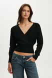 Softest Luxe Mock Wrap Knit, BLACK - example image 1