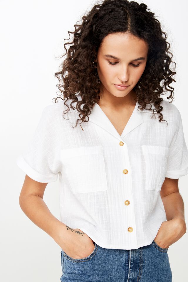Erika Short Sleeve Shirt, WHITE