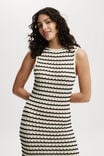 Crochet Maxi Dress, BLACK/WHITE SQUIGGLE STRIPE - alternate image 2