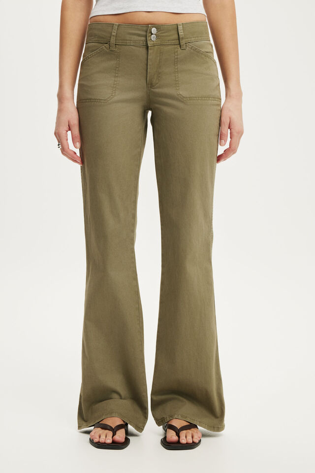 Suki Low Rise Bootleg Pant, WASHED MOSS