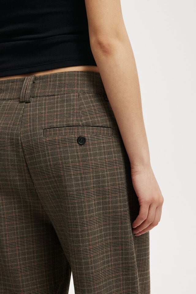 Relaxed Suiting Capri Pant, BROWN CHECK