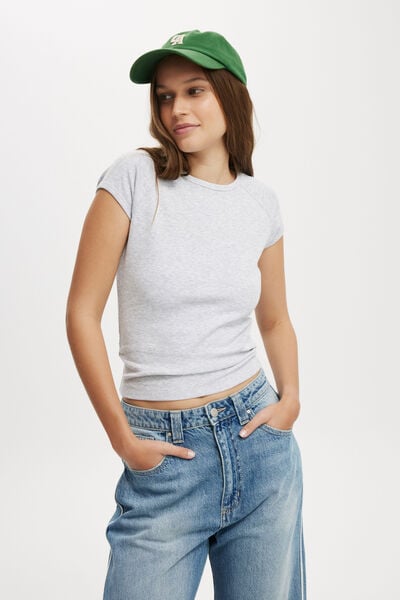 Kelsey Raglan Cap Sleeve Top, GREY MARLE