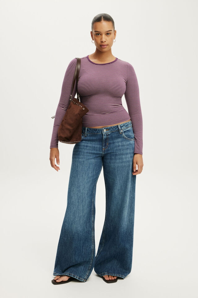 Everyday Smooth Long Sleeve, LISA STRIPE VELVET CURRANT