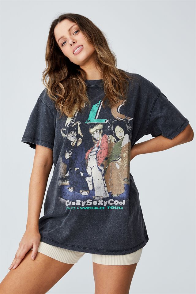 The Oversized Graphic License Tee, LCN MT TLC CRAZY SEXY COOL/BLACK