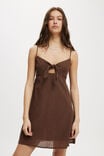 Tate Tie Front Mini Dress, CHOCOLATE - alternate image 1