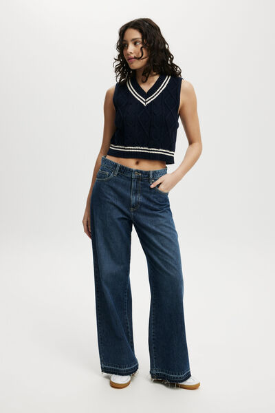 Relaxed Wide Jean, DEEPWATER BLUE/HEM