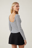 Camiseta - Margot Boat Neck Long Sleeve Top, RONI STRIPE PORCELAIN/INK NAVY - vista alternativa 3