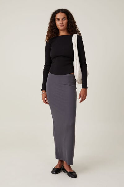 Women Wool Skirt, Gray Wrap Maxi Skirt, Winter Paper Bag Loose