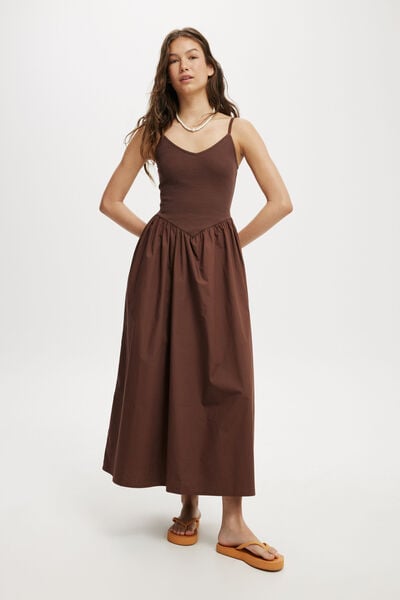 Romee Maxi Dress, CHOCOLATE