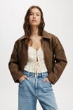 Gia Faux Leather Jacket, BROWN - alternate image 1