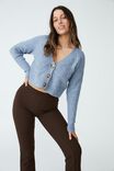 Boucle Crop Cable Cardigan, SOFT BLUE MARLE