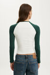 Everyday Smooth Raglan Long Sleeve, VINTAGE WHITE/TREETOP GREEN - example image 3