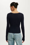 Close Knit V-Neck Top, NAVY - example image 3
