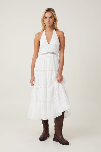 Stella Halter Maxi Dress, WHITE