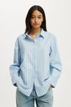 Ella Wrap Long Sleeve Shirt, HOLLY STRIPE SEASIDE BLUE - example image 1