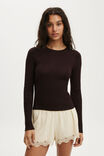 Close Knit Crew Top, DARK OAK - example image 1
