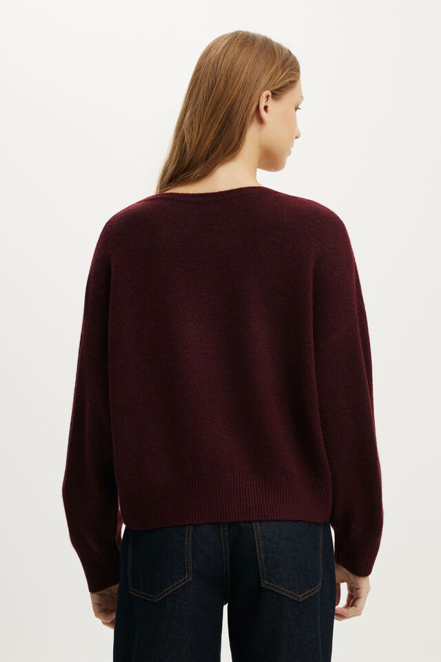Softest Luxe  Slouchy V Knit, SOUR CHERRY