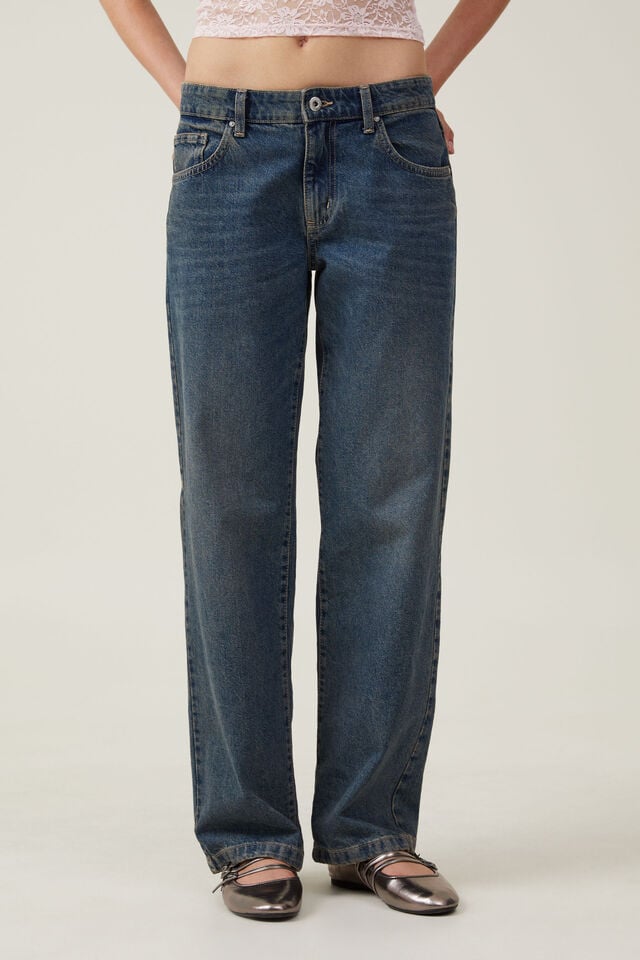 Low Rise Straight Jean, RUST BLUE