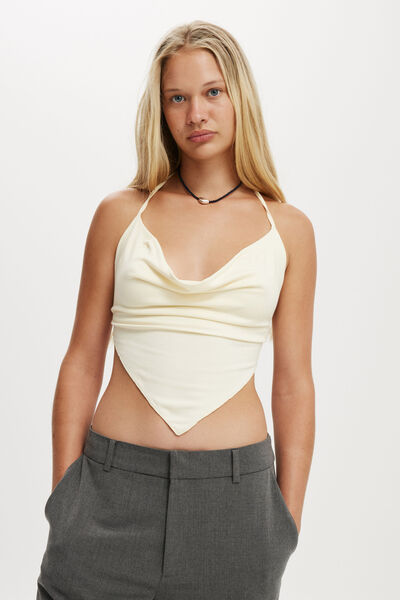 Jordie Cowl Neck Halter, LEMON ICING