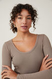 Staple Rib Scoop Neck Long Sleeve Top, RICH TAUPE II - alternate image 4